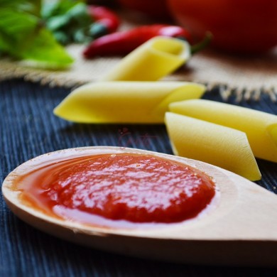 Handcrafted tomato sauce with basil
